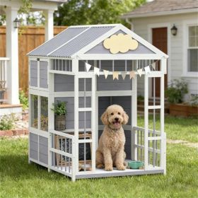 Outdoor dog house, wooden dog house