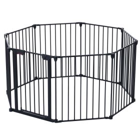 200" Adjustable Safety Gate 8 Panels Play Yard Metal Doorways Fireplace Fence Christmas Tree Fence Gate for House Stairs Gate prohibited area fen