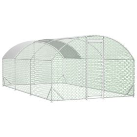Large Chicken Coop Metal Chicken Run with Waterproof and Anti-UV Cover, Dome Shaped Walk-in Fence Cage Hen House for Outdoor and Yard Farm Use (Color: as Pic)